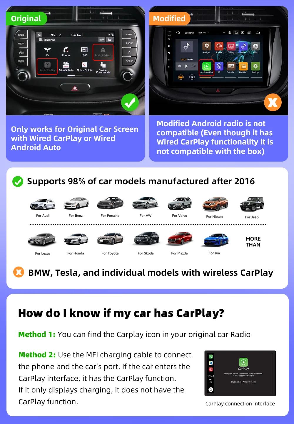 CarAIBOX 2in1 Wireless CarPlay Dongle Wireless Android Auto Box For Car Radio with Wired CarPlay | Fugo Best