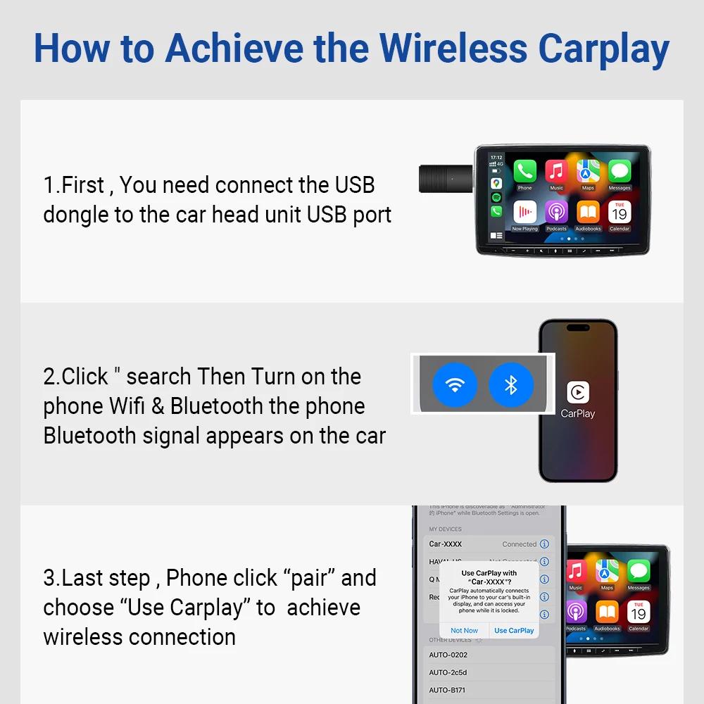 2024 Mini Apple CarPlay Wireless Adapter Car Play Dongle Bluetooth WiFi Fast Connect Plug and Play for OEM Wired CarPlay Car New | Fugo Best