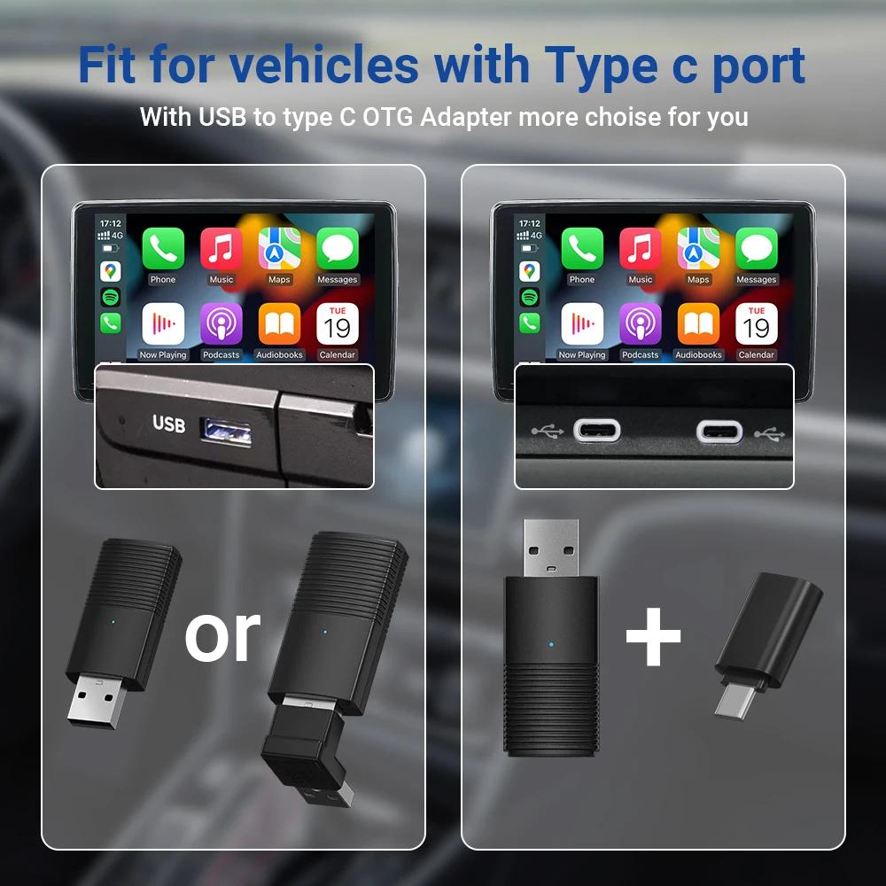 2024 Mini Apple CarPlay Wireless Adapter Car Play Dongle Bluetooth WiFi Fast Connect Plug and Play for OEM Wired CarPlay Car New | Fugo Best