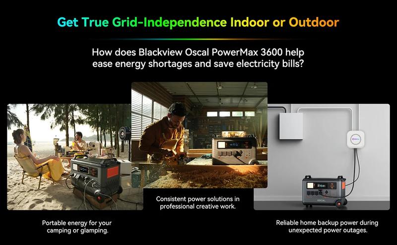 Oscal PowerMax 3600W Pure Sine Wave Power Station 14 Outlets 5 LED Modes Morse Code Signal Energy Storage Portable Generator | Fugo Best