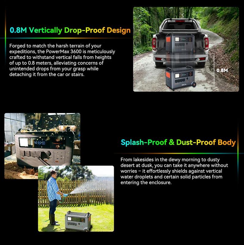 Oscal PowerMax 3600W Pure Sine Wave Power Station 14 Outlets 5 LED Modes Morse Code Signal Energy Storage Portable Generator | Fugo Best