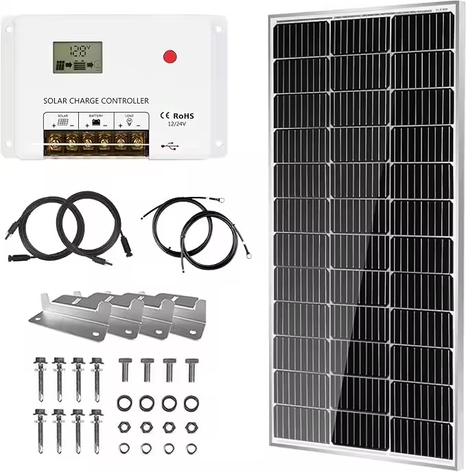 Solar Panel 4pcs 100 Watt 12V Monocrystalline Solar Panel with Solar Connectors, High Efficiency Module PV Power for Battery | Fugo Best