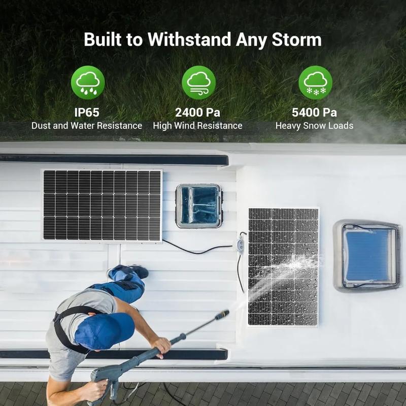 Solar Panel 4pcs 100 Watt 12V Monocrystalline Solar Panel with Solar Connectors, High Efficiency Module PV Power for Battery | Fugo Best