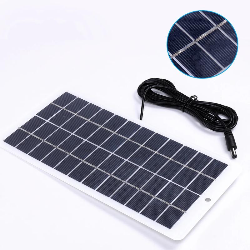12V Solar Panel Polysilicon 10W Solar Charger EVA Laminated Solar Power Bank with DC Port Carabiner for 3.7V Battery/Garden Lamp | Fugo Best