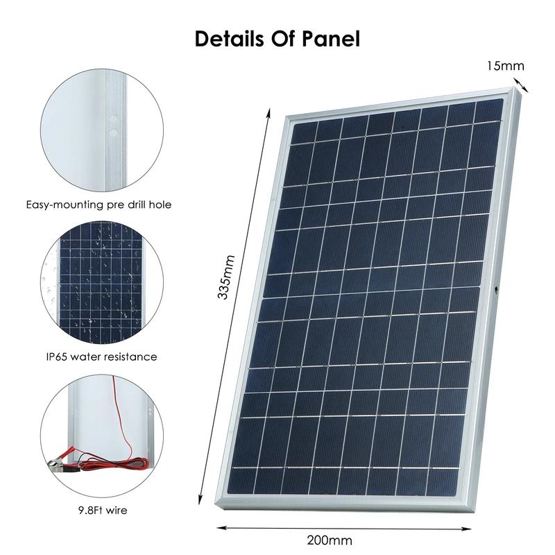 20W/H Solar Panel Kit Complete12V Polycrystalline Power Portable Outdoor Rechargeable Solar Cell Solar Generator for Home | Fugo Best
