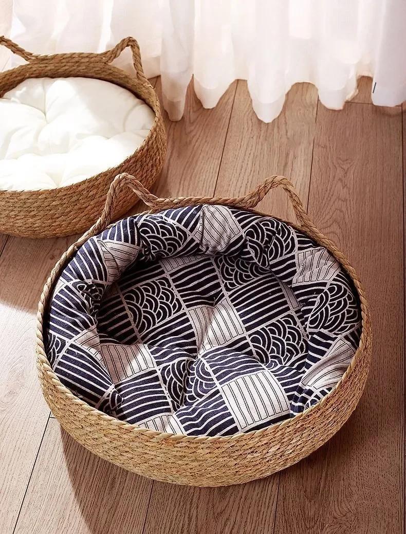 Four Seasons Universal Pure Handmade Vine Woven Cat Nest Seasonal Warmth Pad Detachable Washable Winter Pet Supplies Accessories | Fugo Best