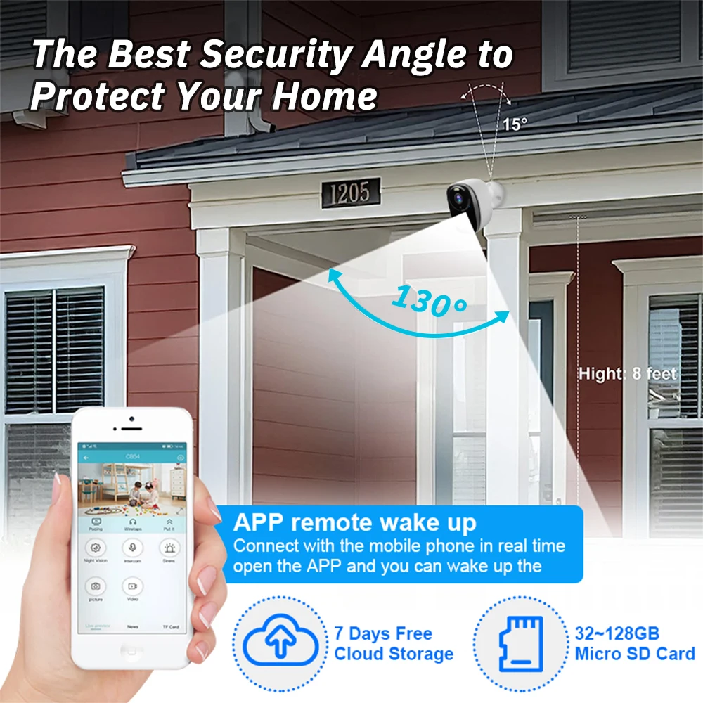 WiFi Camera Outdoor 2MP HD Wireless Solar Security Cameras Surveillance Color Night Vision Waterproof Camera Built-in Battery | Fugo Best