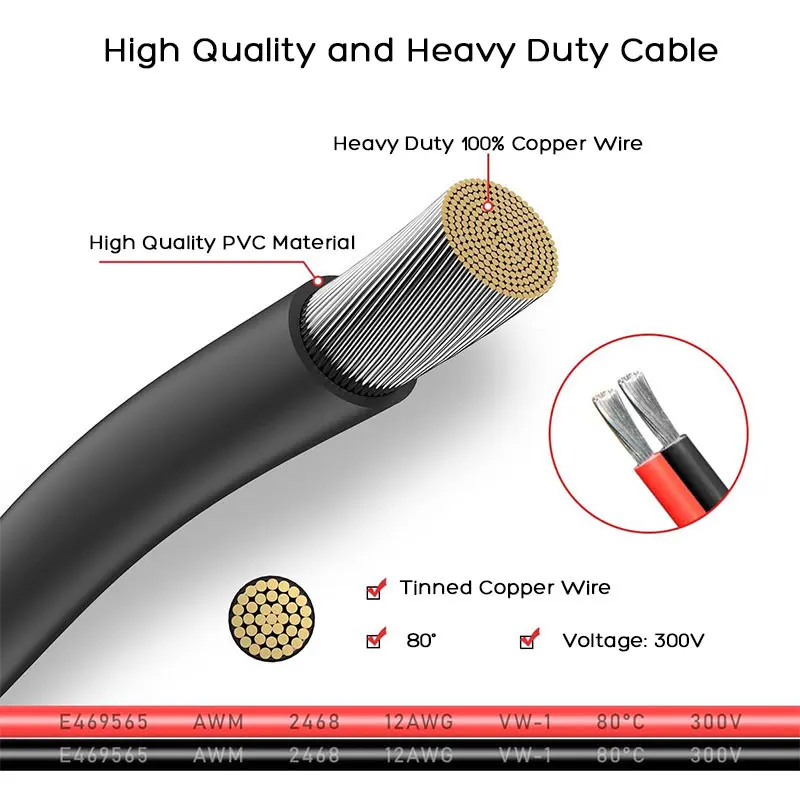6m 3m 1.5m 12AWG XT60 Male to XT60 Female Charging Cable for ALLPOWERS R600 R1500 R2500 Ecoflow River Delta etc. Solar Generator | Fugo Best