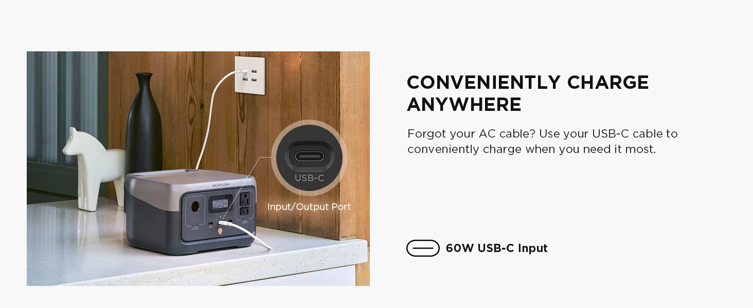 ECOFLOW Portable Power Station RIVER 2, 243Wh LiFePO4 Battery/ 1 Hour Fast Charging, 2 Up to 600W AC Outlets, Solar Generator | Fugo Best
