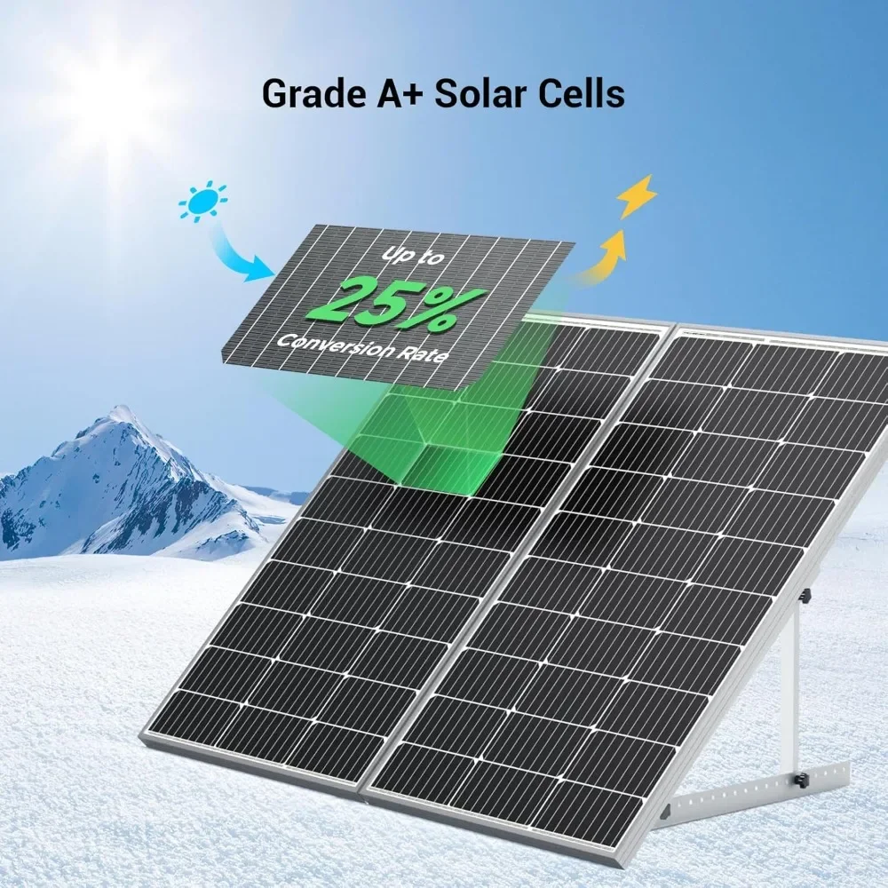 Solar Panel 100 Watt 12V Monocrystalline Solar Panel with Solar Connectors, High Efficiency Module PV Power for Battery | Fugo Best