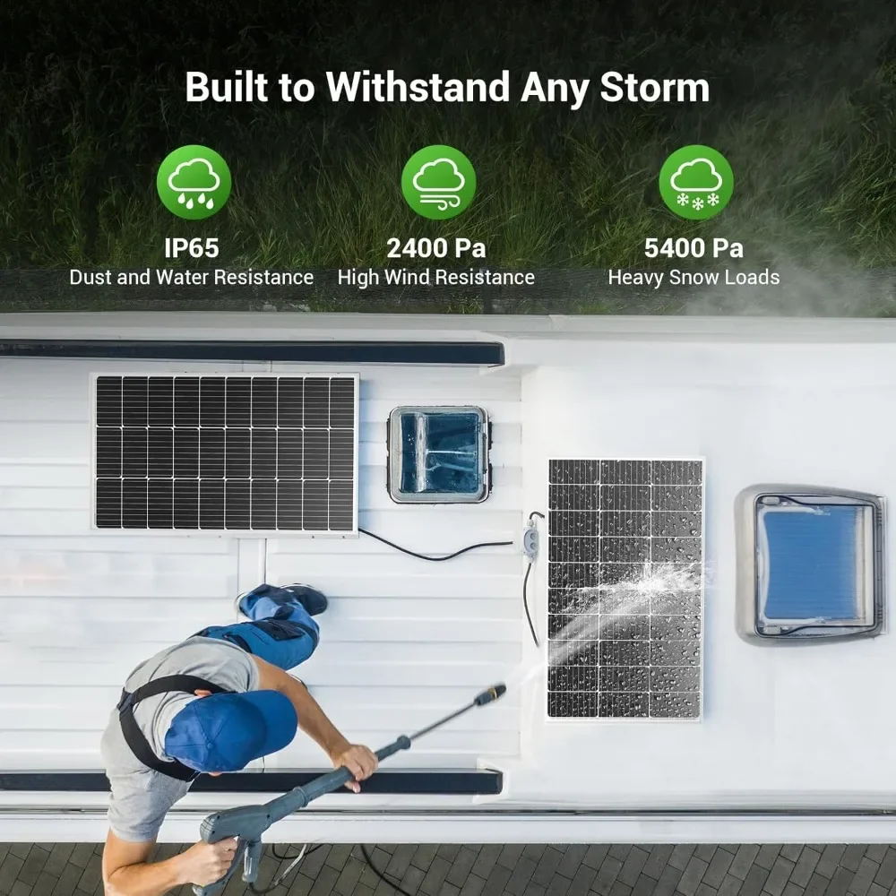 Solar Panel 100 Watt 12V Monocrystalline Solar Panel with Solar Connectors, High Efficiency Module PV Power for Battery | Fugo Best