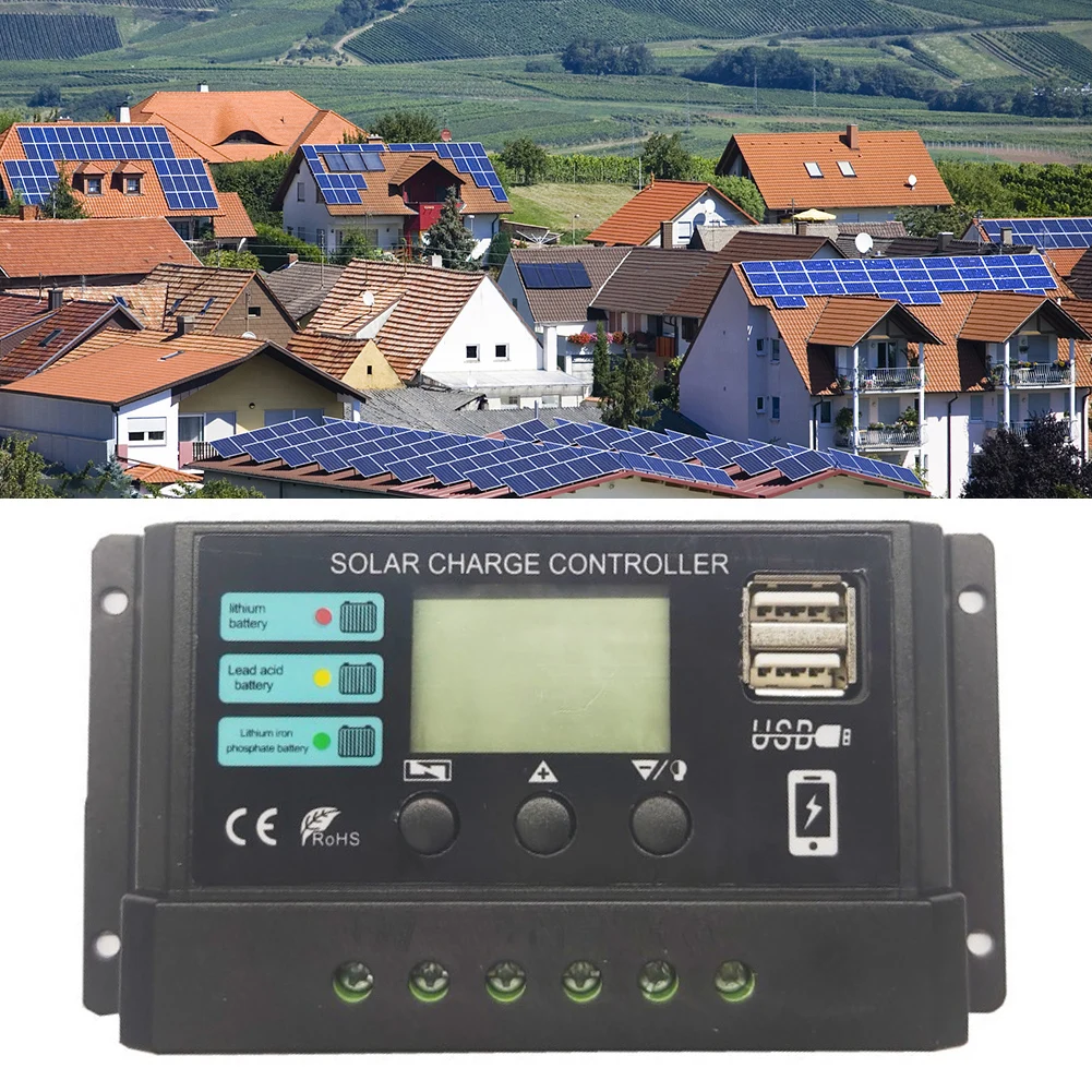 10A/20A/30A Intelligent Regulator Dual USB Port 12V 24V Solar Charge Regulator PWM Adjustable for Lithium Iron Phosphate Battery | Fugo Best