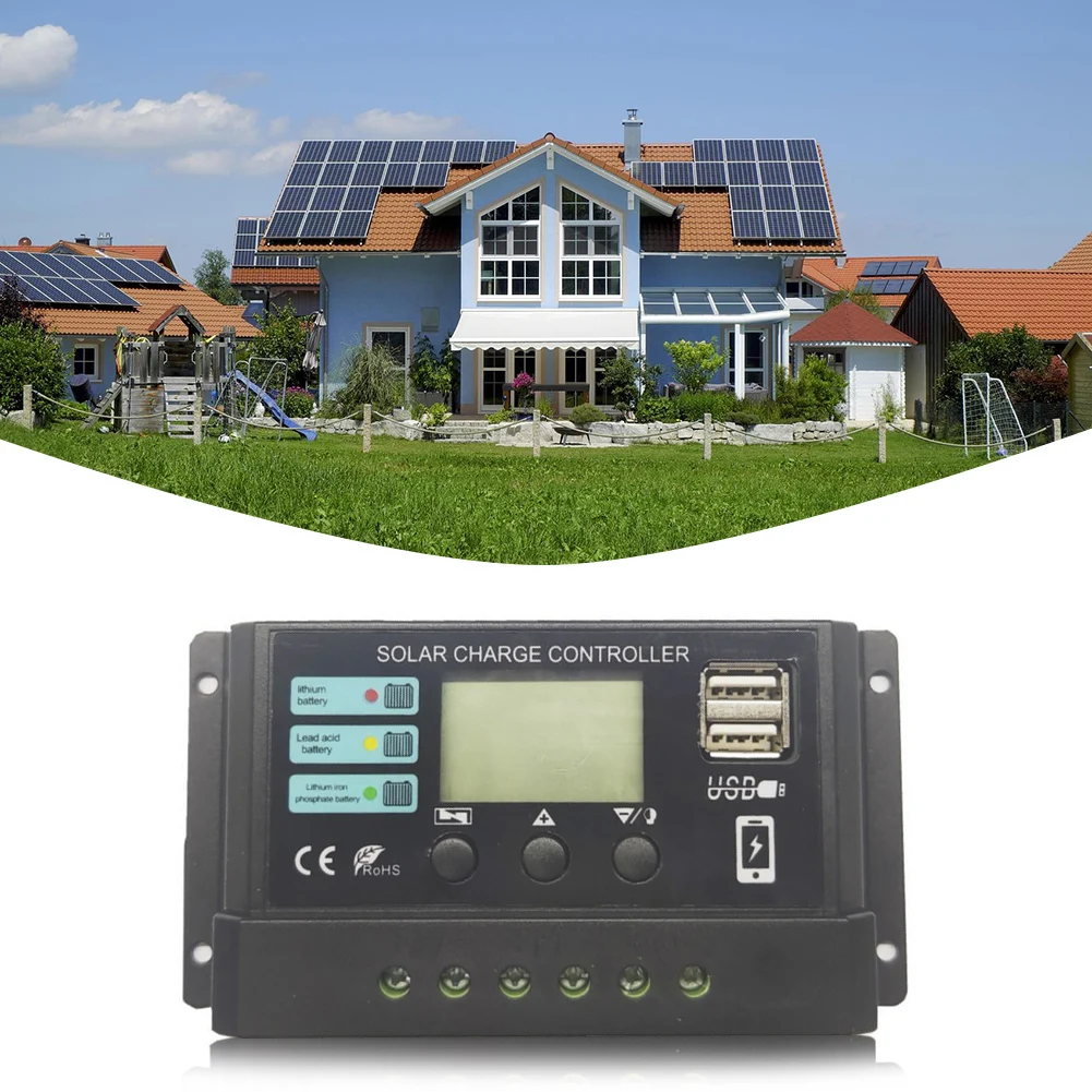 10A/20A/30A Intelligent Regulator Dual USB Port 12V 24V Solar Charge Regulator PWM Adjustable for Lithium Iron Phosphate Battery | Fugo Best