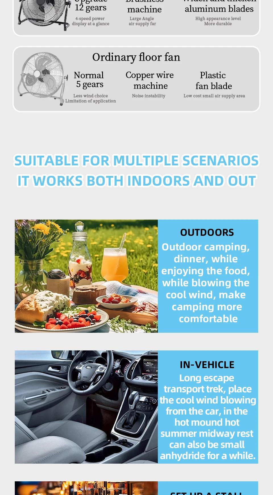 Battery Operated Solar Fan, Home or Outdoor Dual-use Portable Fan, Battery Can Running 6-12 Hours, with USB Output For Phone | Fugo Best