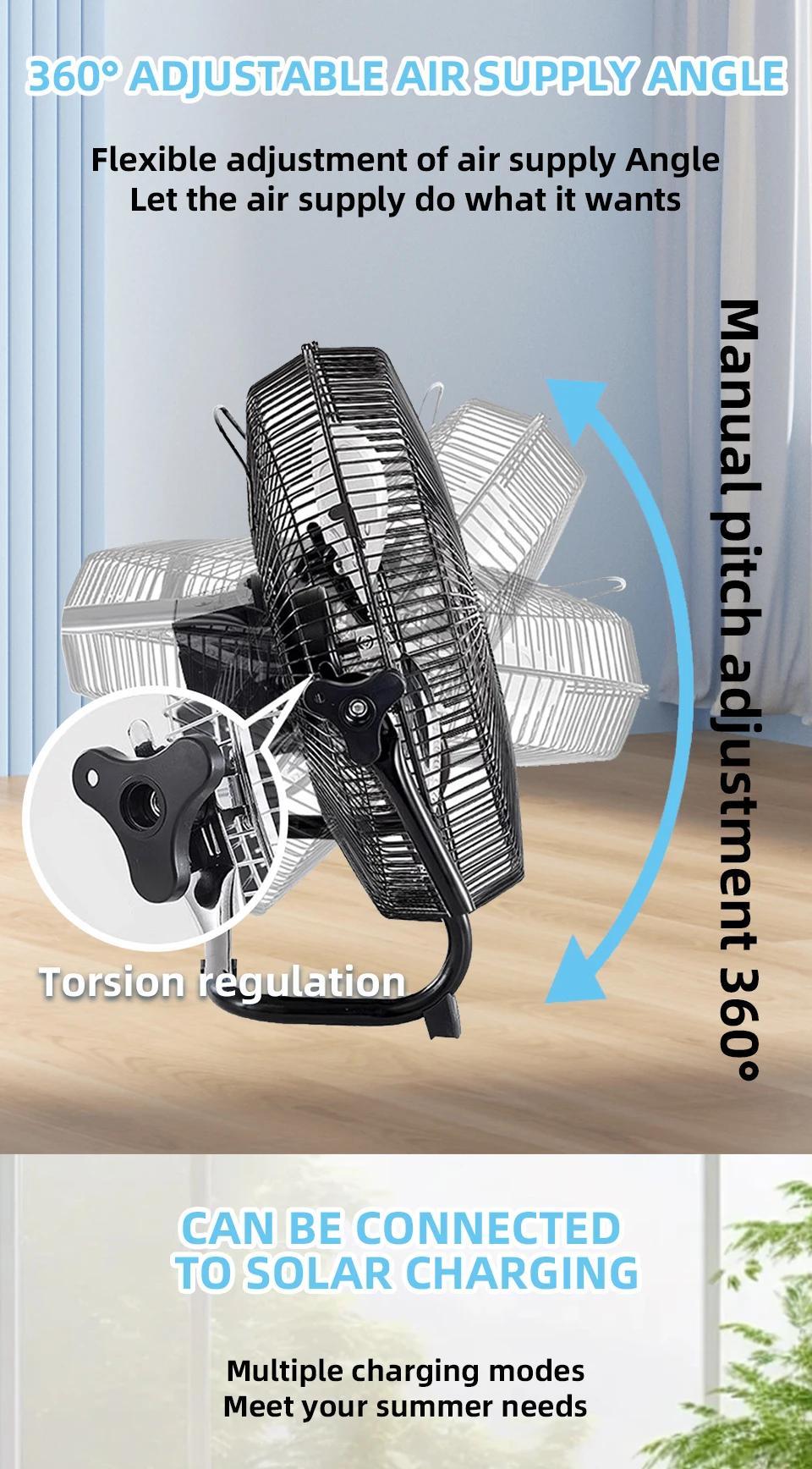 Battery Operated Solar Fan, Home or Outdoor Dual-use Portable Fan, Battery Can Running 6-12 Hours, with USB Output For Phone | Fugo Best