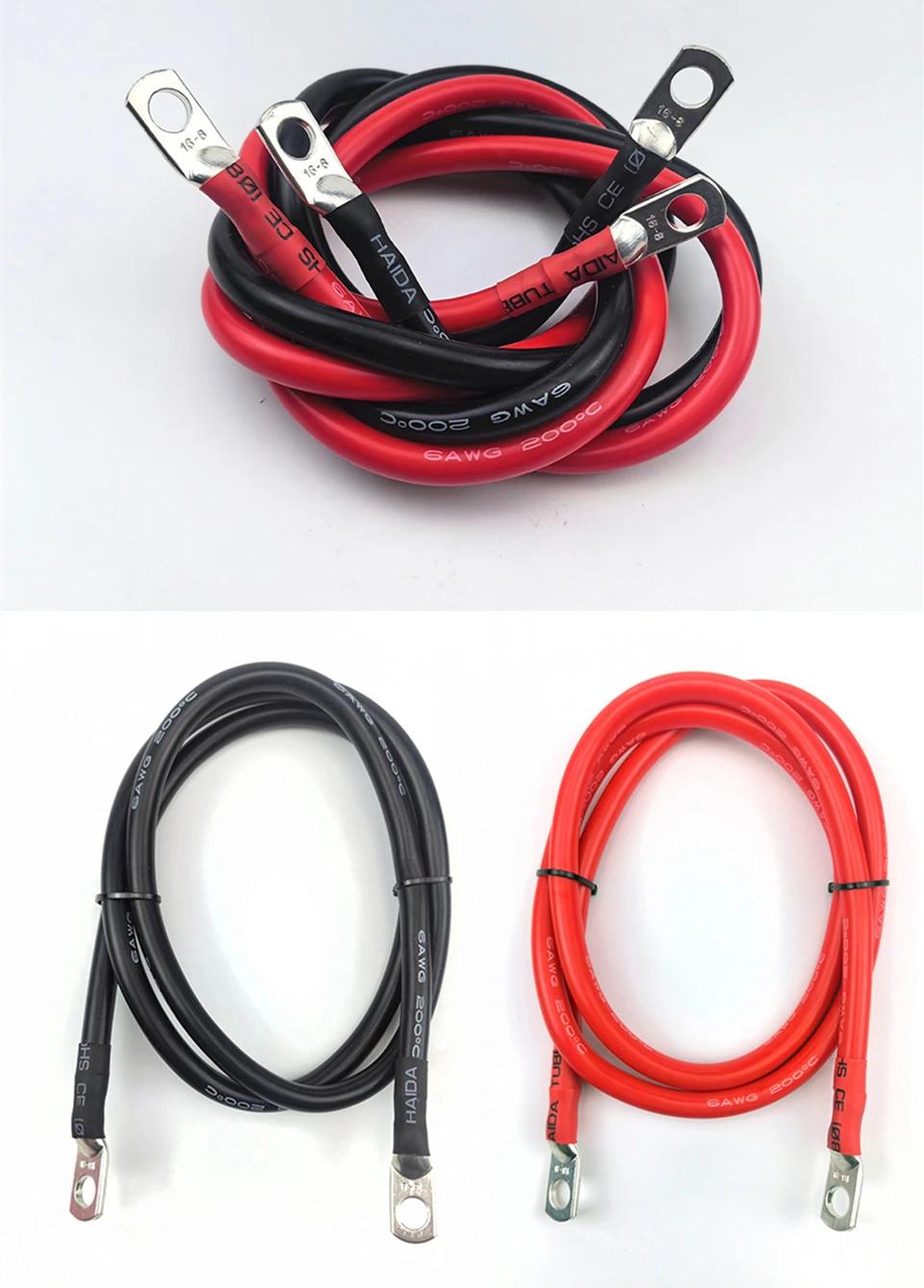 Soft Car Battery Cable Silicone wire With Lug M6 M8 M10 Ring Terminal cable Black Red 1 2 4 5 6 7 8 9 10 AWG Electrical wiring | Fugo Best