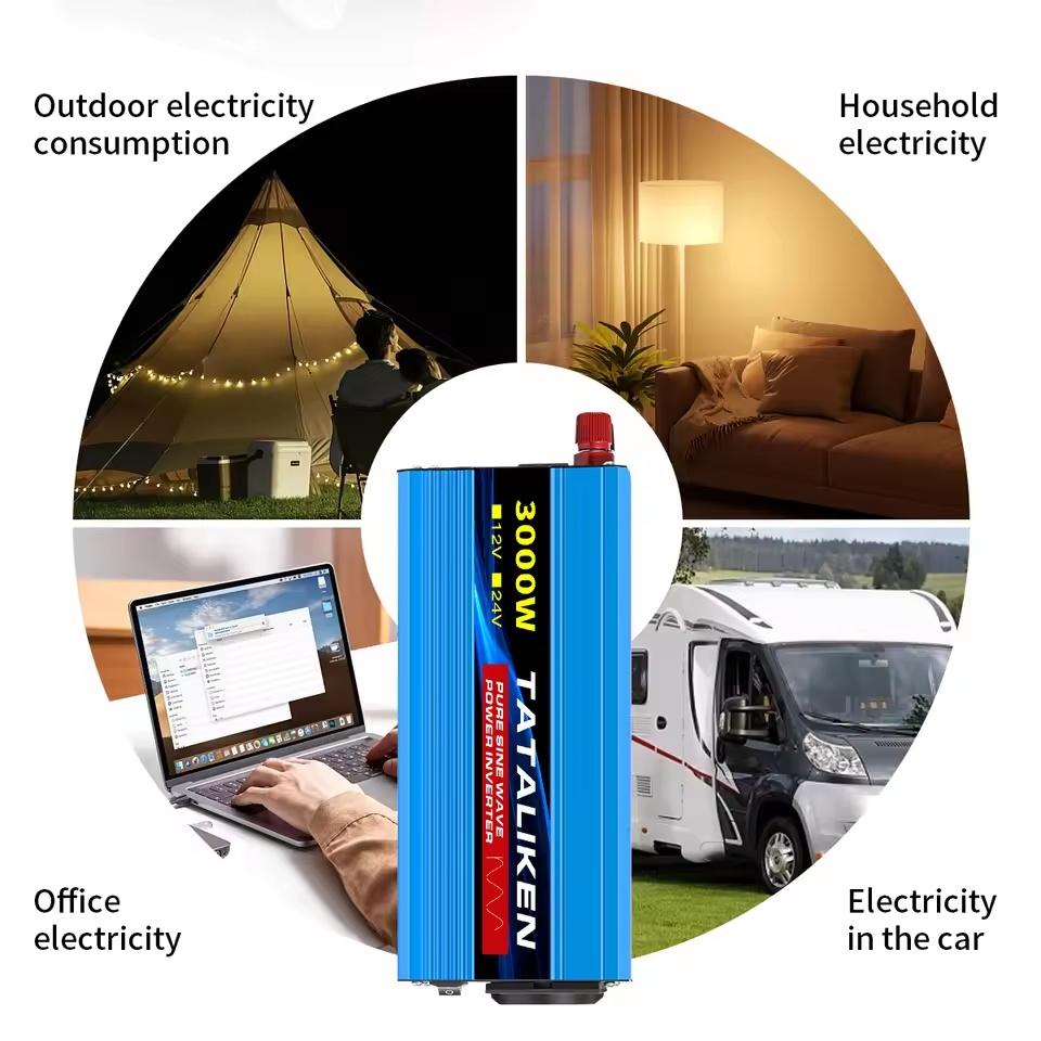 Pure Sine Wave Inverter 1000W-4000W DC 12V to AC 220V 50hz Power Inverter Charger Adapter Universal Socket | Fugo Best