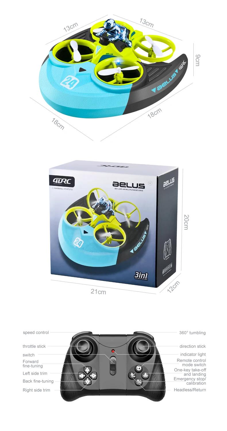 4DRC Mini RC Drone Altitude Hold Headless Mode 3 in 1 Sea Land Air Flight 2.4G Remote Control Quadcopter Boat RC Helicopter Toys | Fugo Best