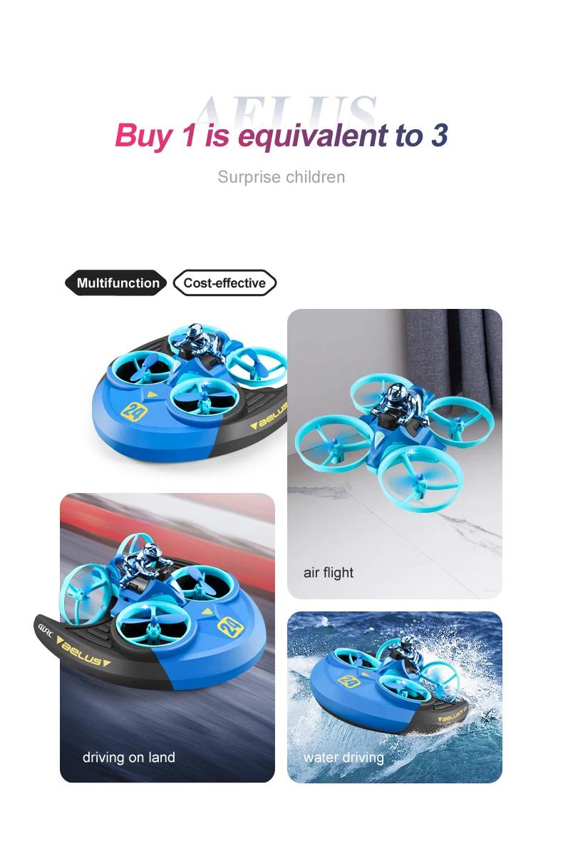 4DRC Mini RC Drone Altitude Hold Headless Mode 3 in 1 Sea Land Air Flight 2.4G Remote Control Quadcopter Boat RC Helicopter Toys | Fugo Best