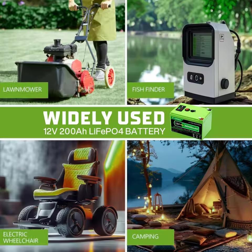 12V 200Ah LiFePO4 Solar Battery Deep Cycle Rechargeable Built-in BMS Lithium 200000mAh or Power Wheels Scooters Fish Finder | Fugo Best