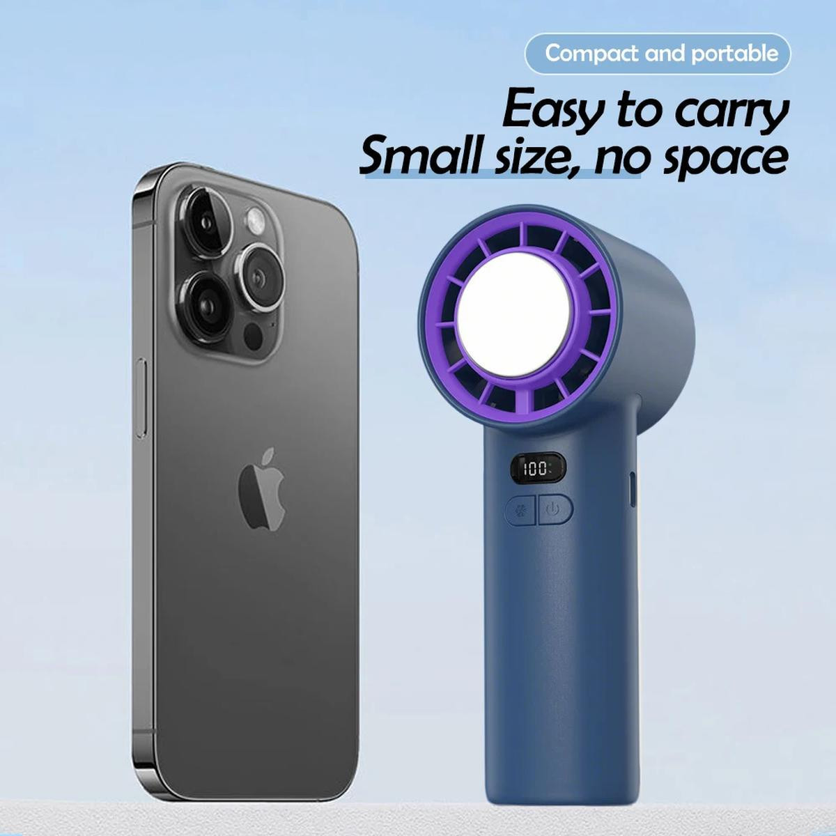  Handheld Mini Ice Compress Turbofan with Lanyard LED Digital Display Quite and High-Speed USB Rechargeable Air Cooling Fans | Fugo Best