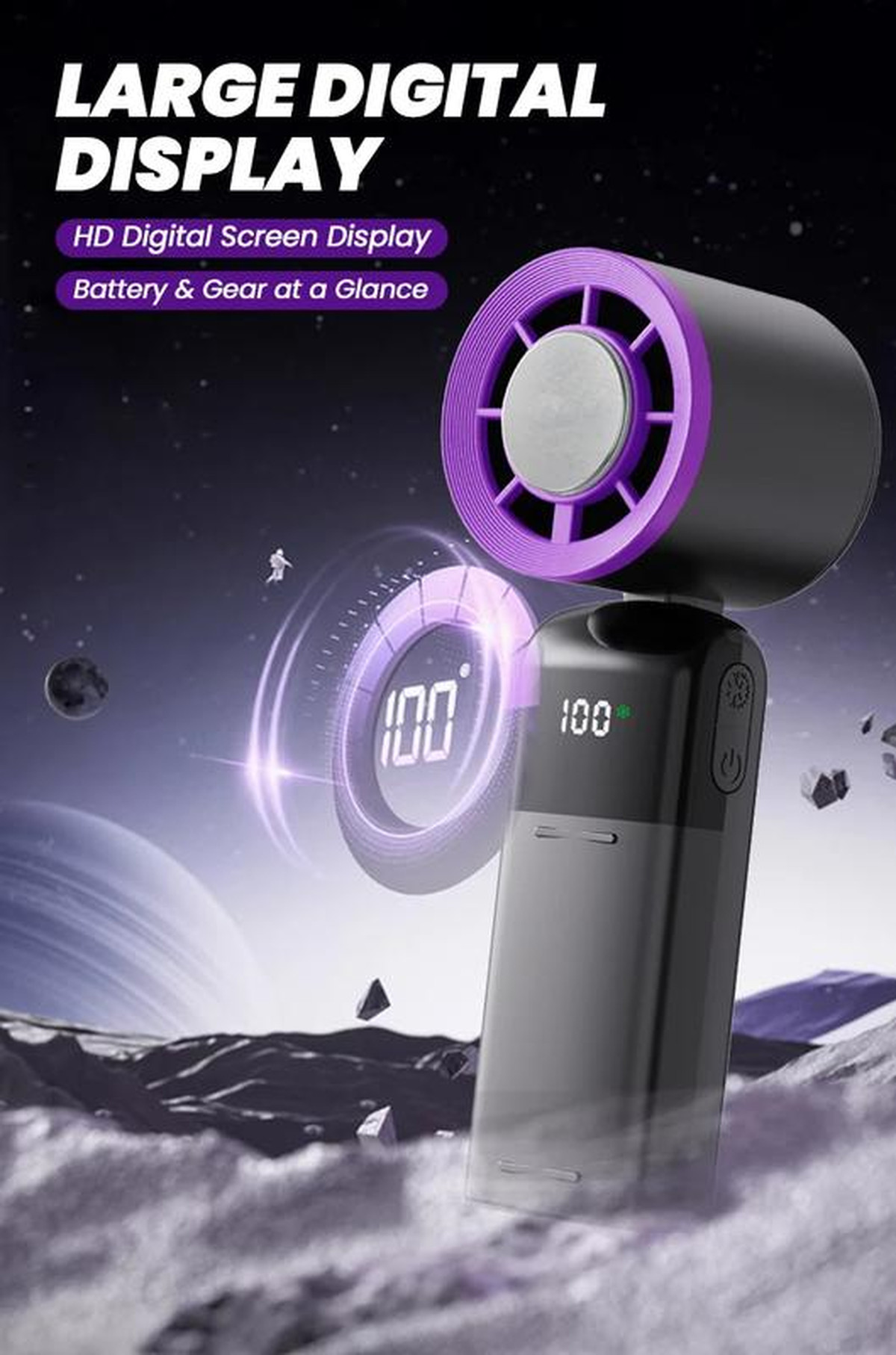  Handheld Mini Ice Compress Turbofan with Lanyard LED Digital Display Quite and High-Speed USB Rechargeable Air Cooling Fans | Fugo Best