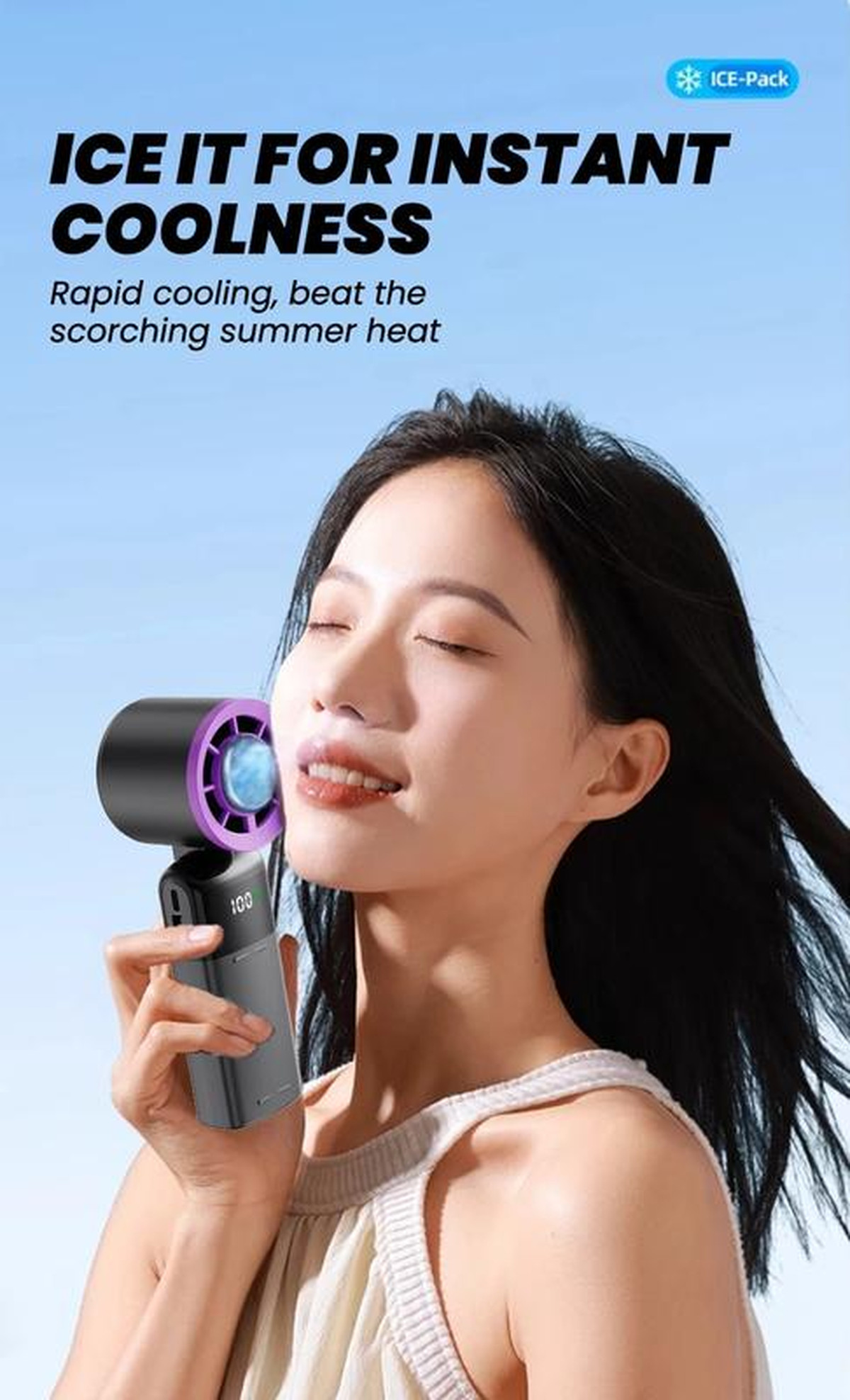  Handheld Mini Ice Compress Turbofan with Lanyard LED Digital Display Quite and High-Speed USB Rechargeable Air Cooling Fans | Fugo Best