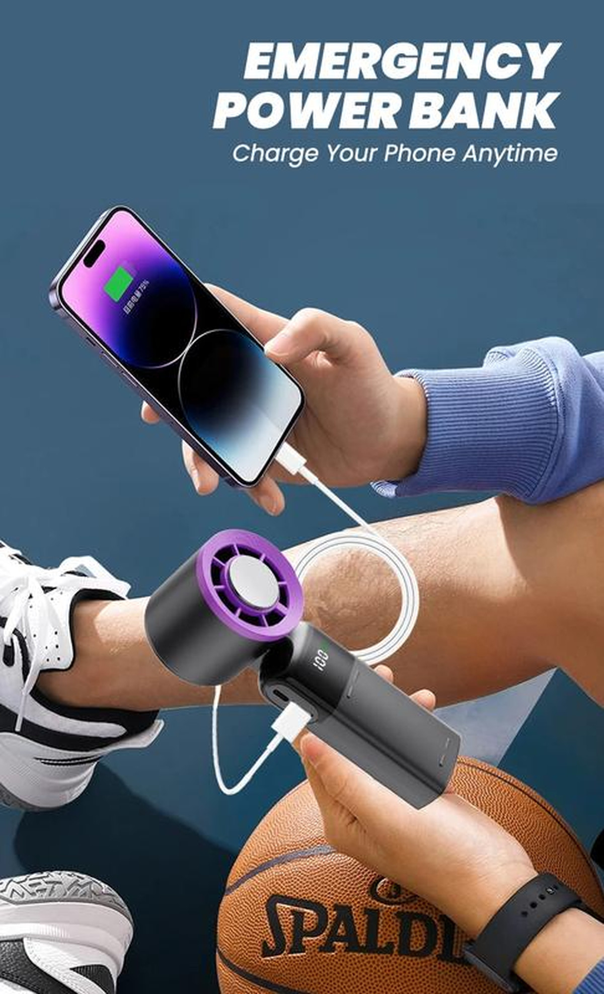  Handheld Mini Ice Compress Turbofan with Lanyard LED Digital Display Quite and High-Speed USB Rechargeable Air Cooling Fans | Fugo Best