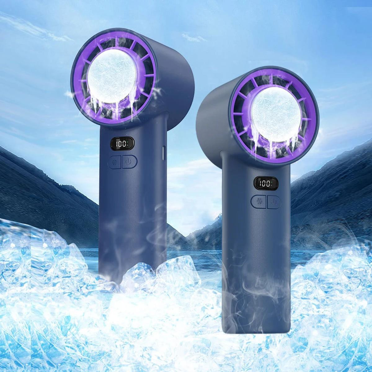  Handheld Mini Ice Compress Turbofan with Lanyard LED Digital Display Quite and High-Speed USB Rechargeable Air Cooling Fans | Fugo Best