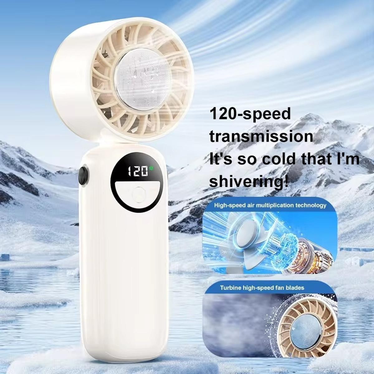  New Handheld Portable Cooling Fan 120 Speeds Adjustable Refrigeration Quite Mini Turbo Fan Type-C High Speed Cold Compress Fan | Fugo Best