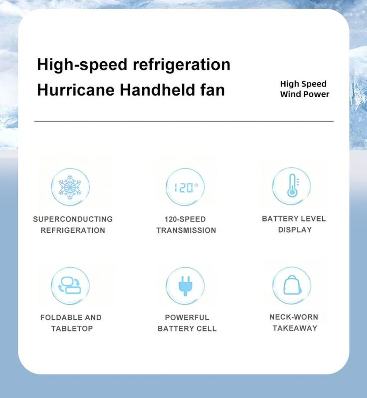  New Handheld Portable Cooling Fan 120 Speeds Adjustable Refrigeration Quite Mini Turbo Fan Type-C High Speed Cold Compress Fan | Fugo Best