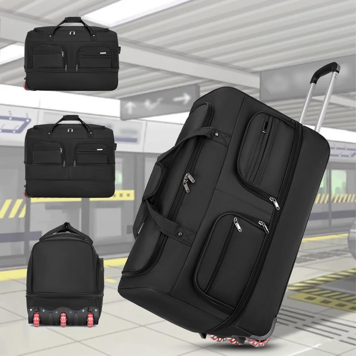2026 New Fashion Travel Bag Womens Large-Capacity Mens Sports Bag Waterproof Travel Bag Roller Trolley Bag Duffel Bag | Fugo Best