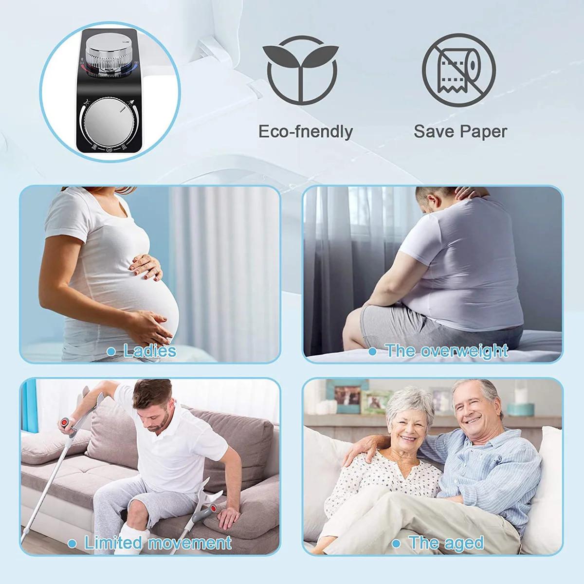 1Set Non-Electric Feminine Wash Bidet Hot & Cold Water Personal Hygiene Cleaner Easy To Install Toilet Seat Attachment Body Anal | Fugo Best