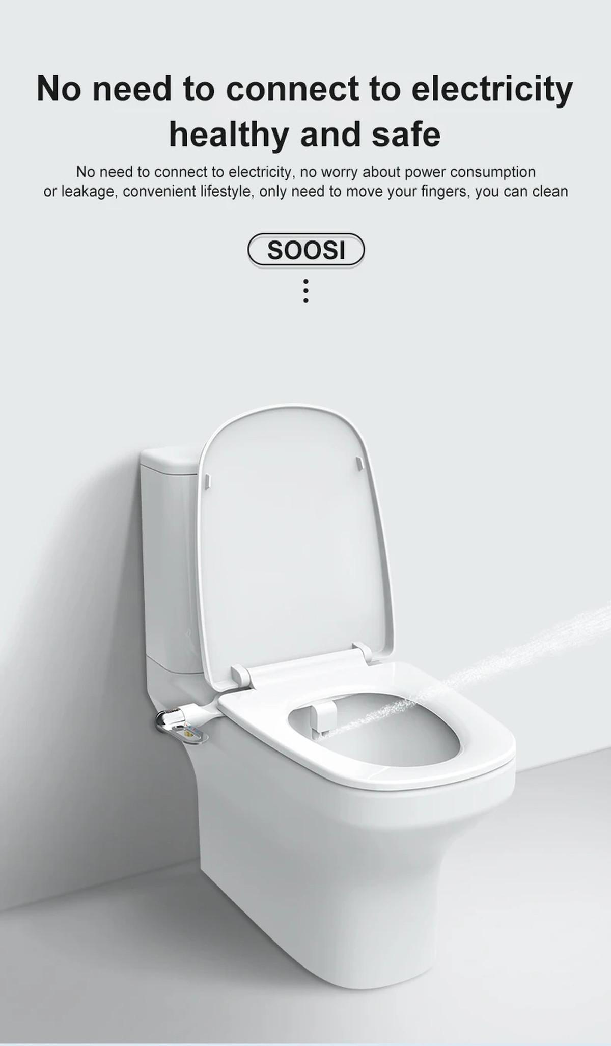 Bidet Toilet Seat New Lightweight Ultra-thin Non-Electric Double Nozzle Adjustable Water Pressure | Fugo Best