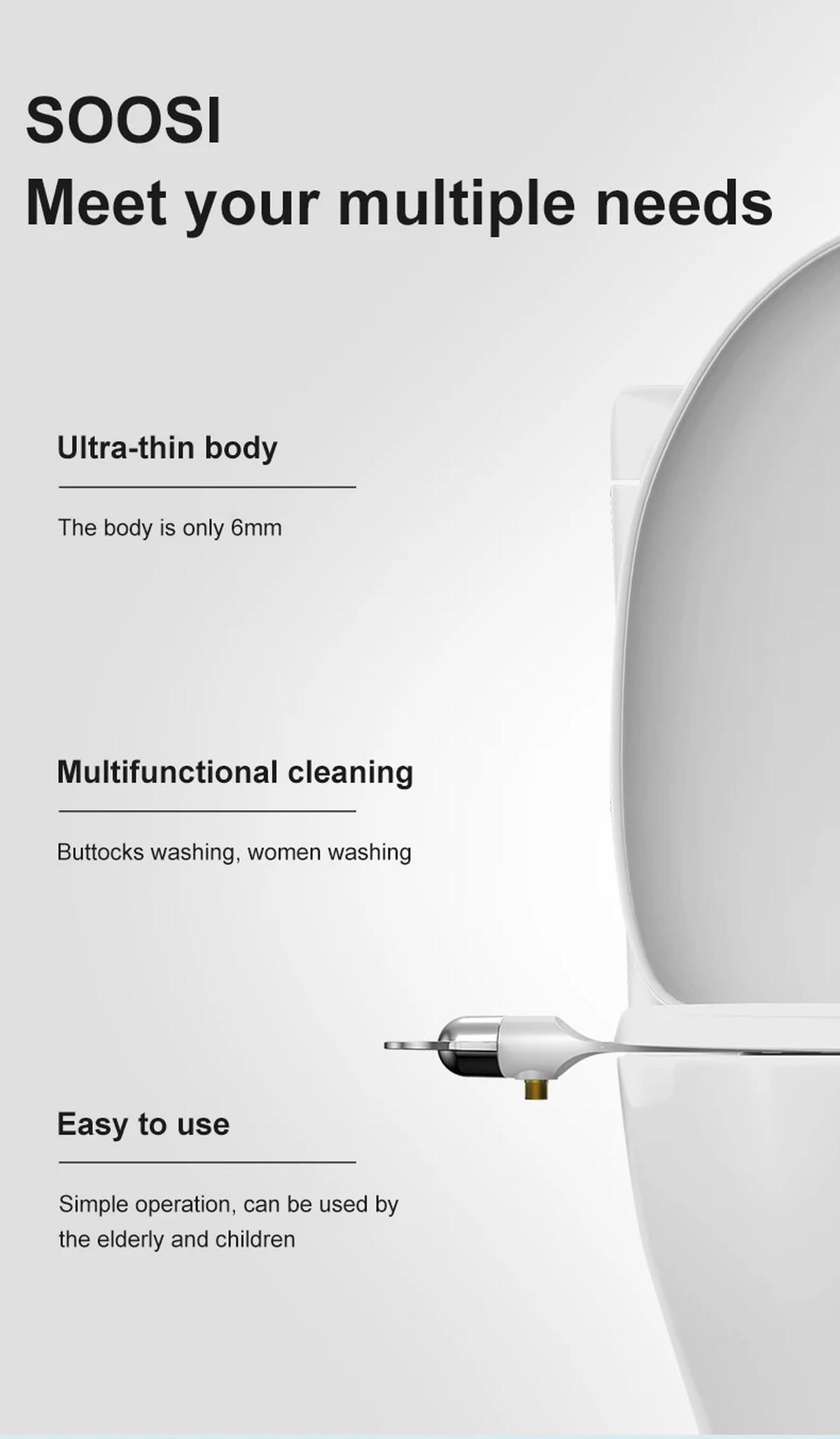 Bidet Toilet Seat New Lightweight Ultra-thin Non-Electric Double Nozzle Adjustable Water Pressure | Fugo Best