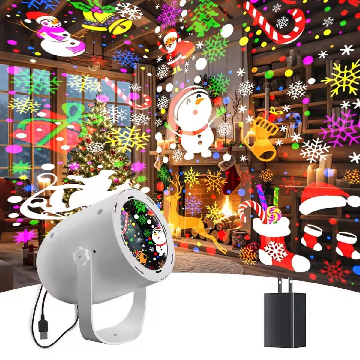 Christmas Projector Lights, 9 Patterns Auto-Rotating LED Holiday Projector with Colorful Snowflake & Christmas Projections | Fugo Best