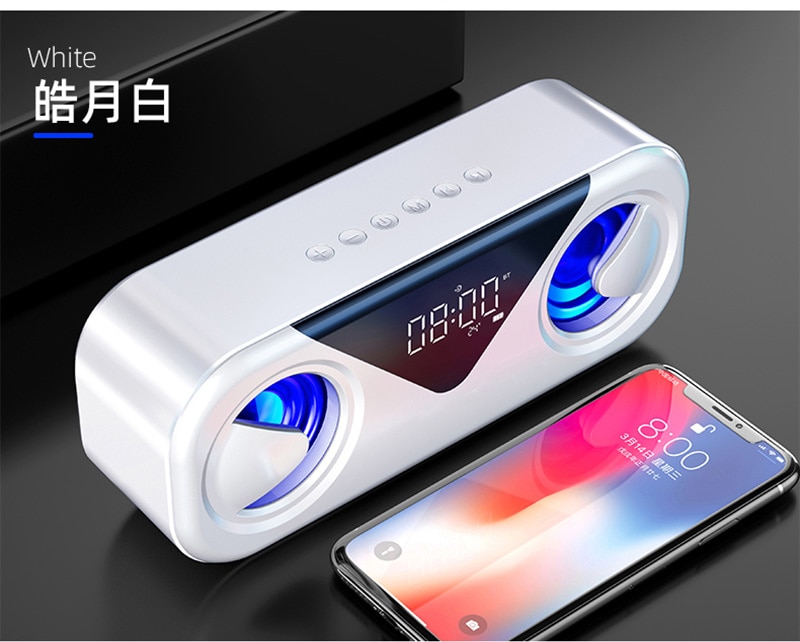 LED Portable Bluetooth Speakers 10W Wireless Stereo Bass Hifi Speaker Support TF card AUX USB Handsfree with Flash LED Clock | Fugo Best