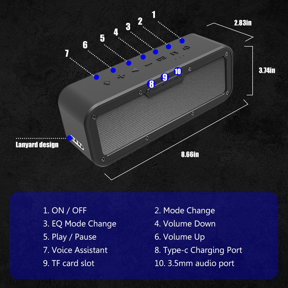XDOBO 40W Bluetooth Speaker Subwoofer Super Bass IPX7 Waterproof BT5.0 Type-C Portable TWS Wireless Column Speaker | Fugo Best