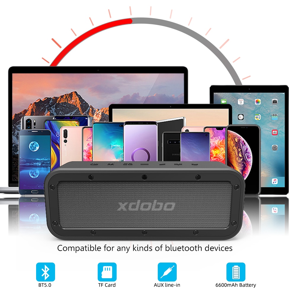 XDOBO 40W Bluetooth Speaker Subwoofer Super Bass IPX7 Waterproof BT5.0 Type-C Portable TWS Wireless Column Speaker | Fugo Best