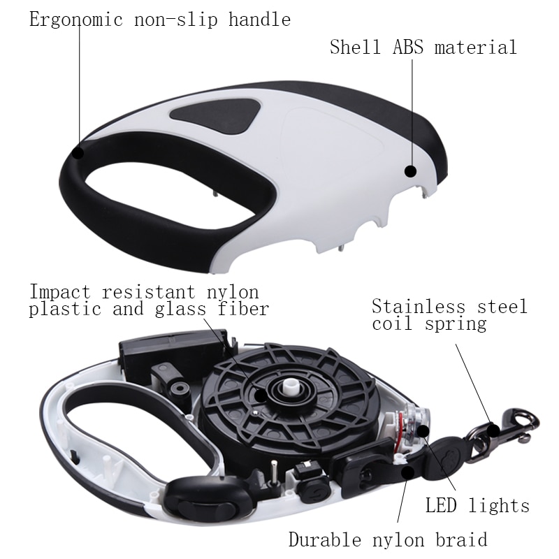 Pet Dog Automatic Retractable Fiber Leash LED Shining Automatic Stretching Dog Hand Holding Rope Pet Supplies | Fugo Best