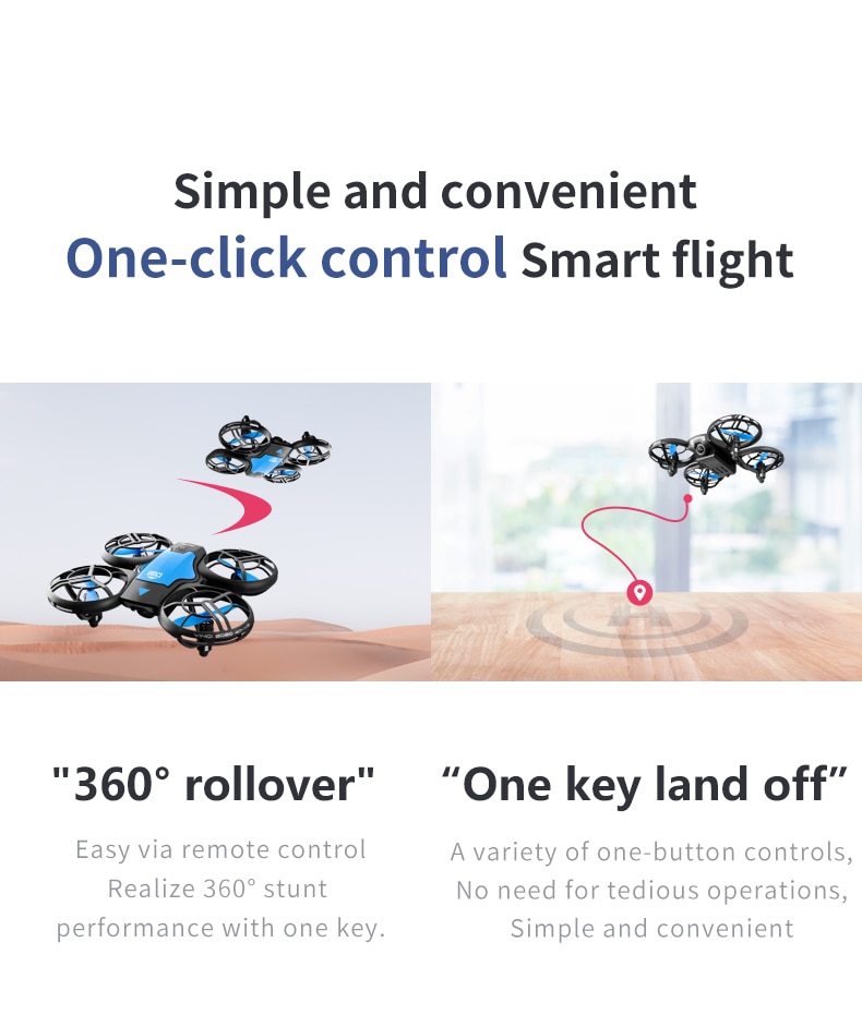 V8 Mini Drone 4K 1080P HD Camera WiFi Fpv Air Pressure Altitude Hold Black Quadcopter RC Drone Toy | Fugo Best