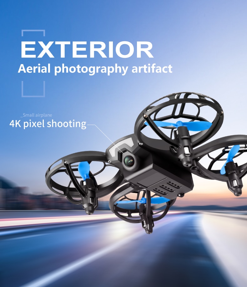 V8 Mini Drone 4K 1080P HD Camera WiFi Fpv Air Pressure Altitude Hold Black Quadcopter RC Drone Toy | Fugo Best