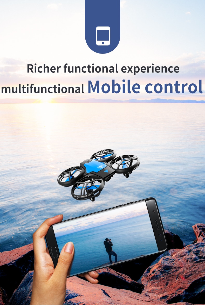 V8 Mini Drone 4K 1080P HD Camera WiFi Fpv Air Pressure Altitude Hold Black Quadcopter RC Drone Toy | Fugo Best
