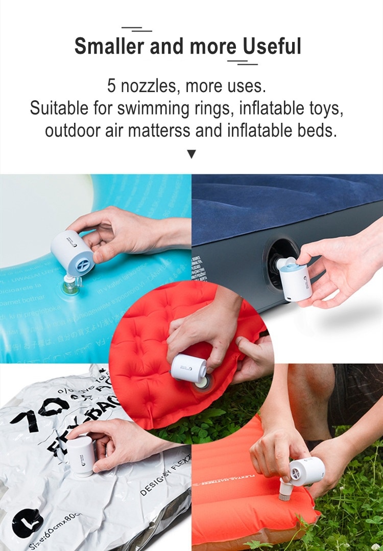 FLEXTAILGEAR Air PumP TINY Portable Rechargeable Ultralight Inflate for Sleeping Pad Camping Mattress Mat Swimming Ring Boat | Fugo Best