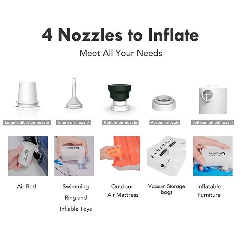 FLEXTAILGEAR Air PumP TINY Portable Rechargeable Ultralight Inflate for Sleeping Pad Camping Mattress Mat Swimming Ring Boat | Fugo Best