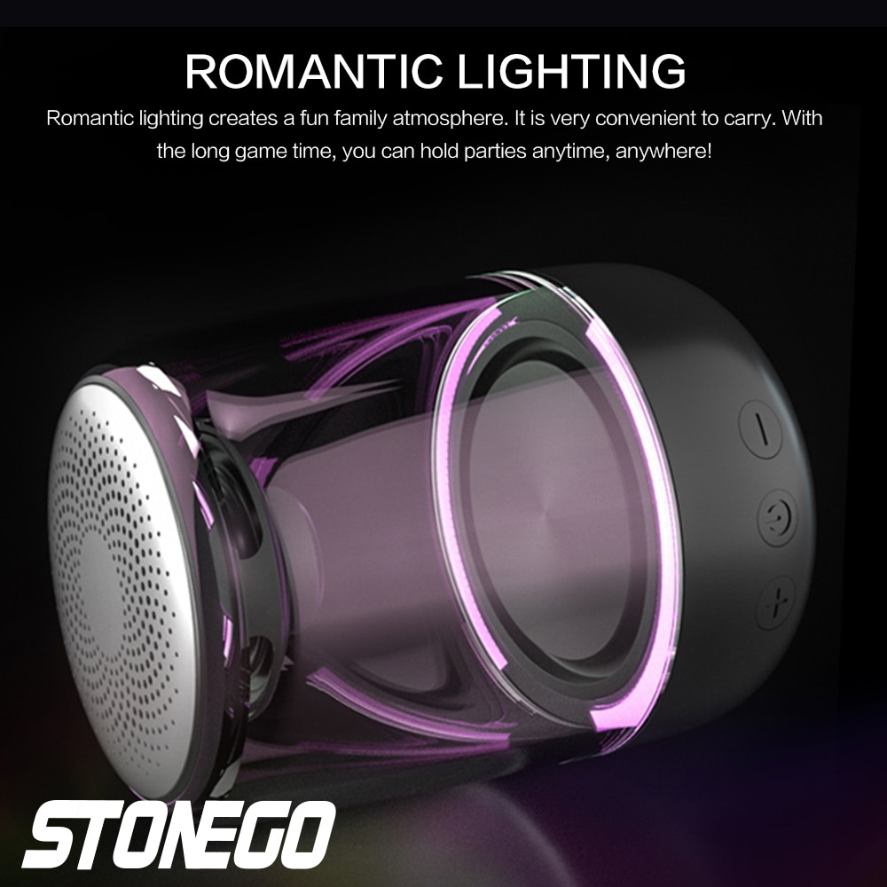 STOENGO True Wireless Stereo Speaker with Transparent Design, Breathing LED Light, TWS Bluetooth 5.0, TF Card & AUX Audio Input | Fugo Best