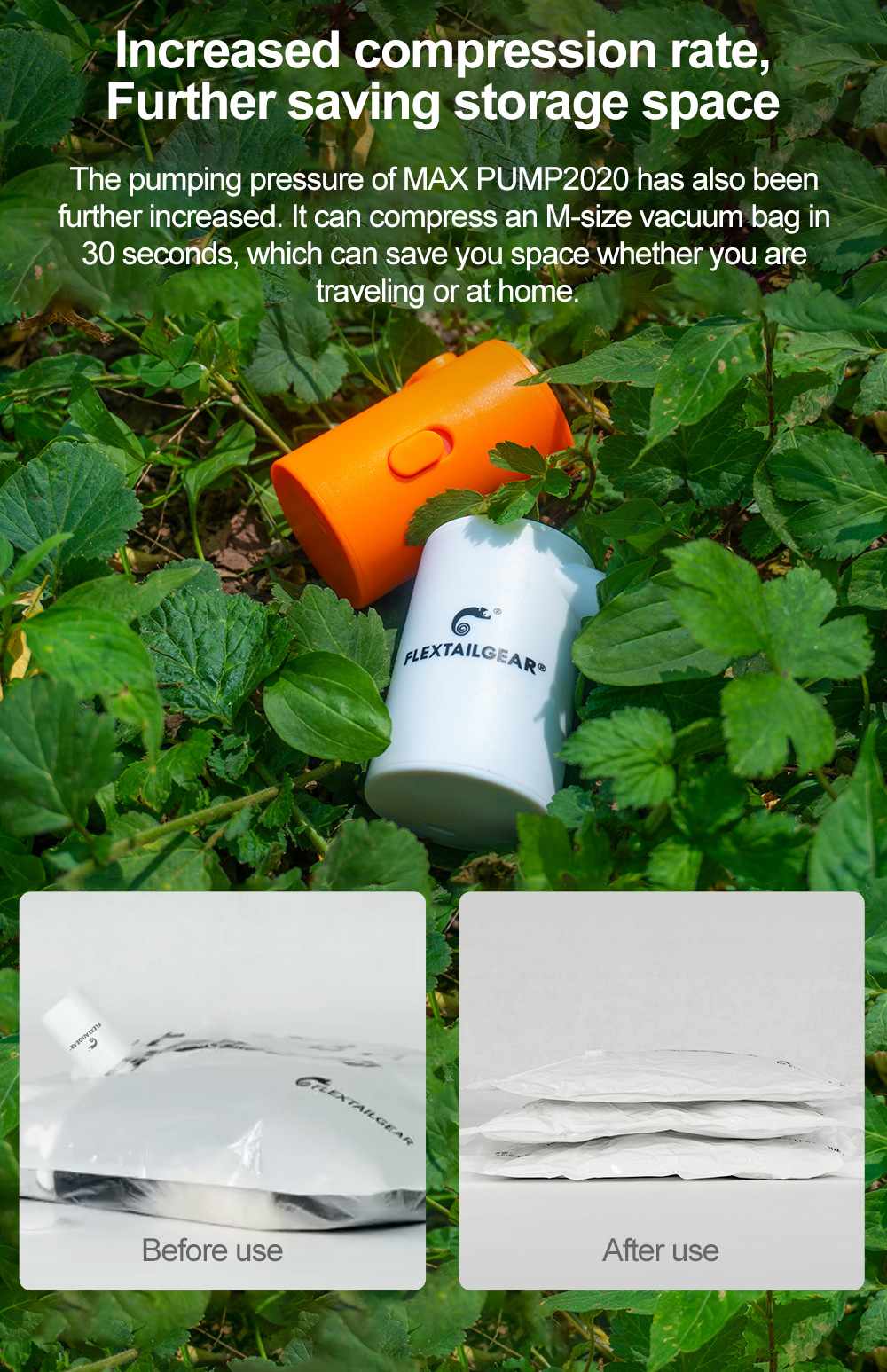 FLEXTAILGEAR Max Pump Ultralight USB Rechargeable Waterproof Air Pump Portable Air Pump Inflate Deflate For Camping Pad Mattress | Fugo Best