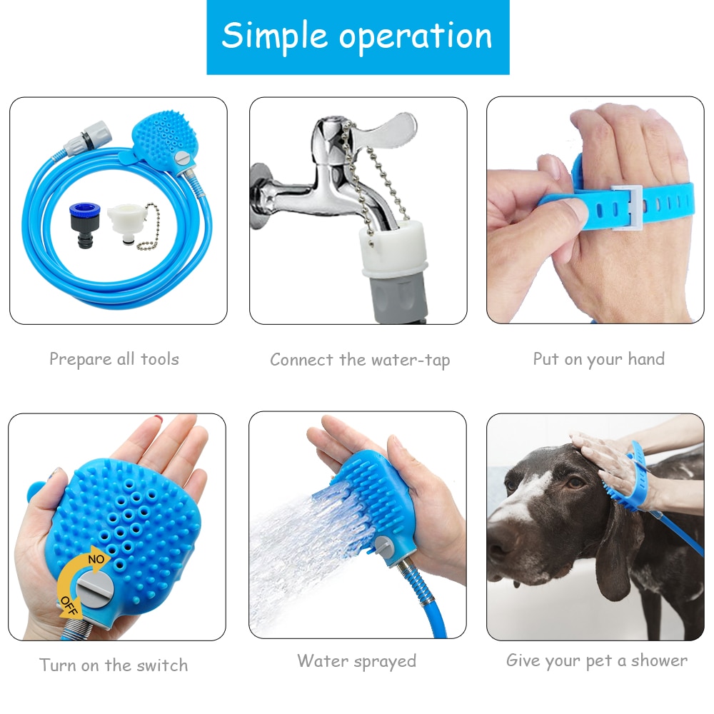 Soft Pet Dog Bath Shower for Dogs Pet Supplies Brush Glove Massager Washing Tool Sprayers Dog Shower Scrubber Sprayer chuveiros | Fugo Best