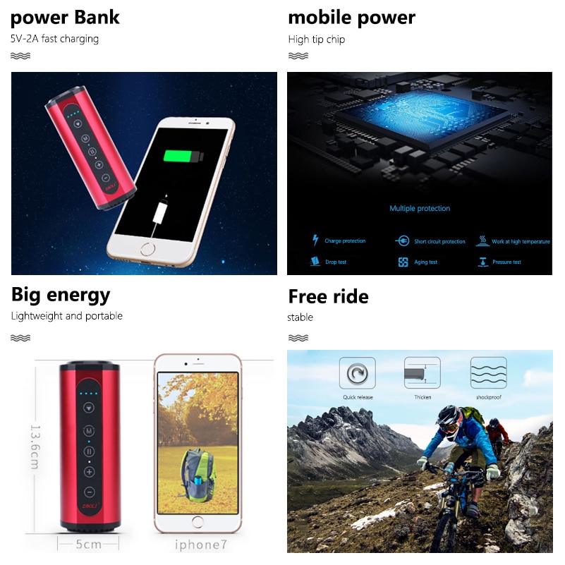 3 in1 Waterproof Portable Bluetooth Speaker for Bicycle Wireless Speaker Bike Mount+Power Bank+Flashlight Support FM TF Card AUX | Fugo Best