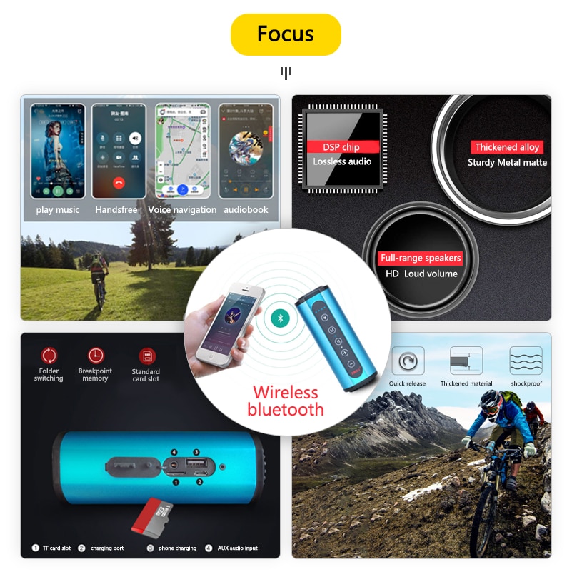 3 in1 Waterproof Portable Bluetooth Speaker for Bicycle Wireless Speaker Bike Mount+Power Bank+Flashlight Support FM TF Card AUX | Fugo Best